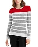 Maison Jules Womens Colorblock Pullover Sweater, Grey, Large