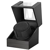 Racokky Automatic Single Watch Winder Box for Rolex and Other Watches, Ultra Quiet Japanese Motor, Self Winding Rotating Wooden Watch Case, Battery or AC Powered, Premium Watch Box for Men and Women