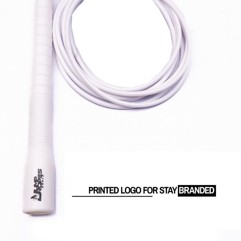 Image of World, Long Handle 4MM | Freestyle Adjustable PVC Skipping Rope for Men | Tangle-Free, Fast-Spinning Jump Rope for Beginners and Trick Training (White)