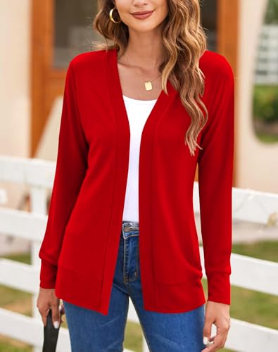 Image of Womens Casual Lightweight Long Sleeve Cardigan Flowy Soft Open Front Knit Cardigan Sweaters