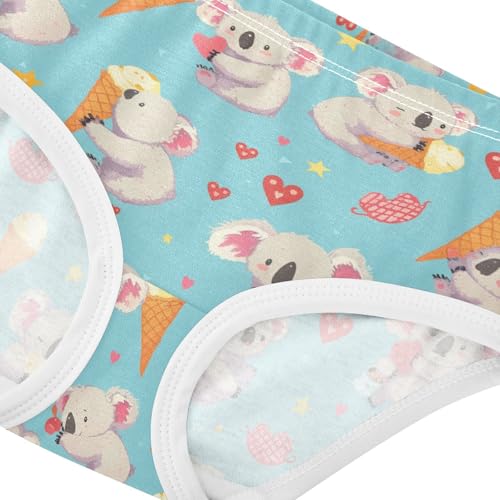 Wusikd Koala Bear Ice Cream Girls' Underwear Cotton Heartsstars Girls Briefs Soft Toddler Underwear 2T4
