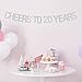Cheers to 20 Years Banner - Happy 20th Birthday Party Bunting Sign - 20th Wedding Anniversary Decorations Supplies - Silver