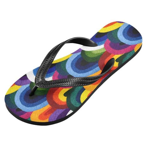 Flip Flop Sandals Watercolor Rainbow Print for Women Men Beach Outdoor XS2