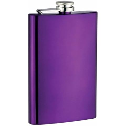 8oz Stainless Steel Hip Flask, Purple Cover