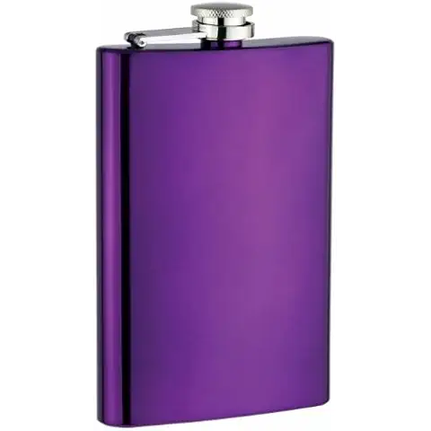 8oz Stainless Steel Hip Flask, Purple Cover