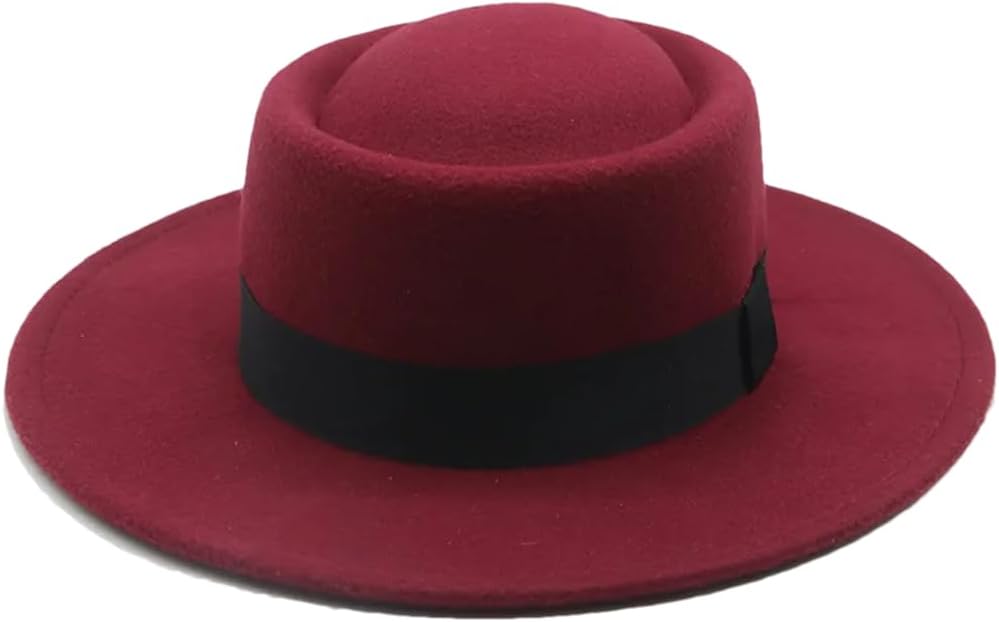 Fedoras Women Hats Ribbon Band Belt Formal Hat Wide Brim Pork Pie Hat Sombreros 10 56-58cm