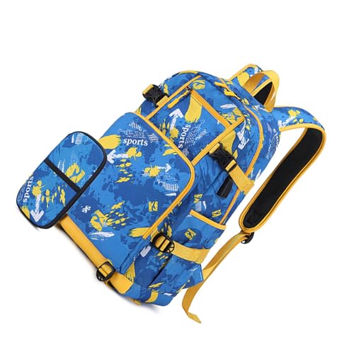 Sac à dos d'école grande capacité bleu cartable mixte ado USB