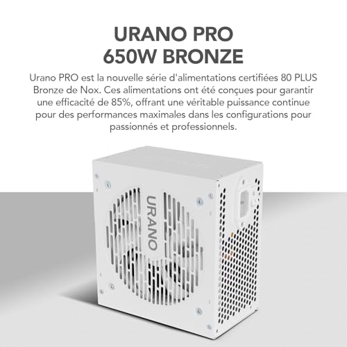 NOX Xtreme Products URANO Pro 650 W White 80 Plus Bronze, Alimentation ATX avec Ventilateur Silencieux 120 mm PWM, Protection intégrale (OVP, UVP, OPP, SCP, OTP), PFC Actif, câbles Plats, Blanc – vue 4