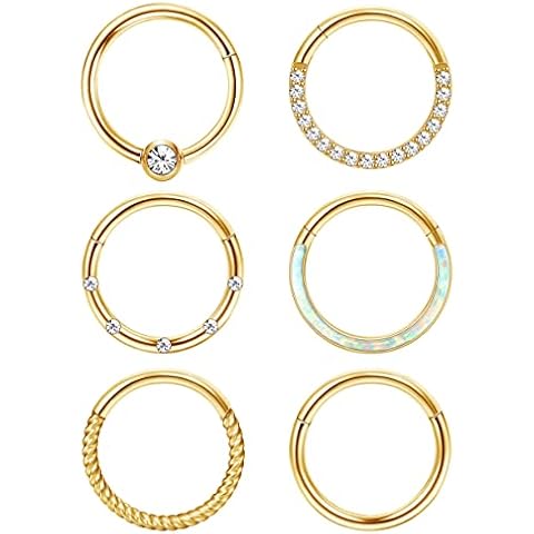 ADRAMATA 6 Pcs 16G 18G Nose Ring Septum Ring Cover