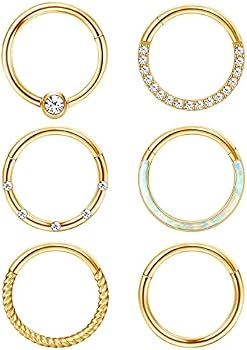 10 Anneaux De Piercing Nez/oreille En Acier Chirurgical - 16G/18G, Diamètres 6-12 Mm, Or/argent - 4