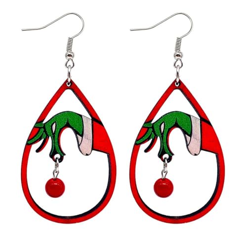 Boucles d'oreilles en bois Grinch de Noël parfaites pour briller au repas du réveillon