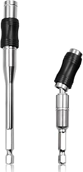 2Pcs Pivot Drill Bit Holder Set Chrome Vanadium Steel Tools 1/4 inch Hex Shank 88mm and 145mm Length Magnetic Pivot Drill Bit Holder Bendable in 20 Degrees Angle for Tight Spaces/Corners