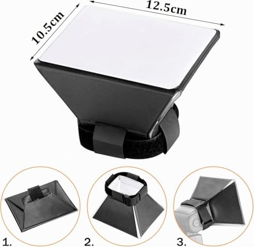 XPOOP 2 Pièces Flash Diffuser Light Softbox, Diffuseur de Flash Appareil Réflecteur Flexible Diffuseur FlashCobra, Universel FlashRéflecteur Argent Blanc Réflecteur Diffuser 2 en 1 – vue 3