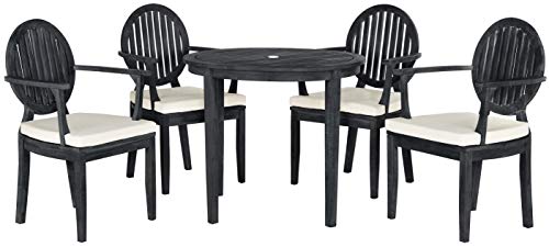 Safavieh Pat6706K Collection Chino Grey 5Pc Outdoor Dining Set, Dark Slate Gray/White #TOP1