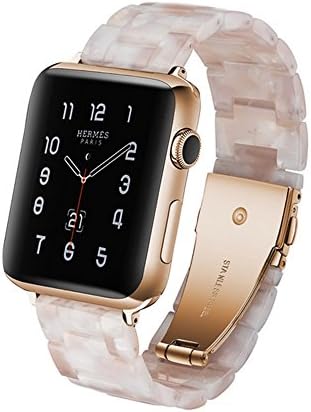 Herbstze Replacement Band for iWatch, Resin Replacement Band with Metal Stainless Steel Buckle for SmartWatch SE Series 6 Series 5 Series 4 Series 3 Series 2 Series 1 (White, 38mm/40mm)
