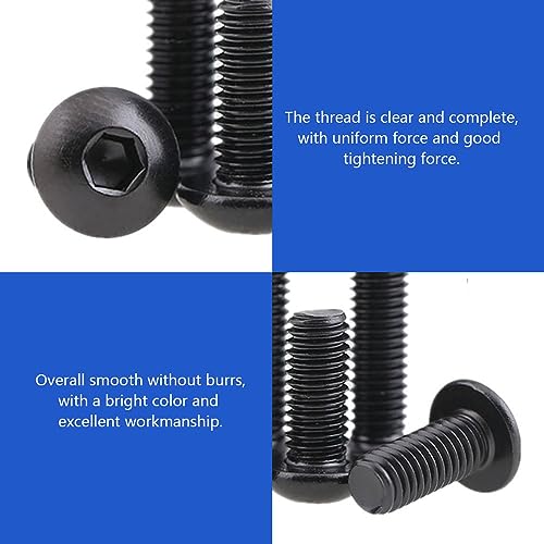 M3*8mm Black Metal Bolts, Hex Socket Head Zinc Plating 304 Stainless Steel Bolts Screws - Image 3