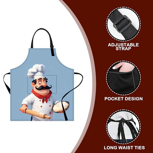 Image of Nuxovilar Cute Cooking Kitchen Apron, 26.77 * 30.7 Inches, Essential for Kitchen Cooking, Baking, Festive Gatherings