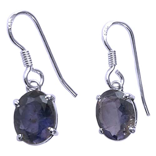 Pendentifs d'oreilles iolite argent 925 anti-allergie Le Luft