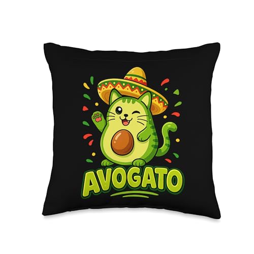 Cute Avogato Sombrero Cat Cinco De Mayo Fiesta Humor Throw Pillow