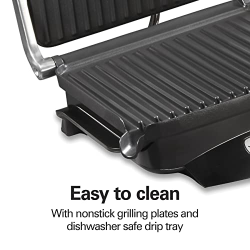 Hamilton Beach Steak Lover's Electric Indoor Searing Grill, Nonstick 100 Square, Stainless Steel (25331), Black And Stainless, Medium #TOP5