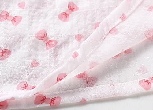 Smiling Pinker Baby Toddler Girls Summer Casual Cotton Dresses Floral Cartoon Bunny Short Puff Sleeve Dress(Pink Bow,4 Years) #TOP6