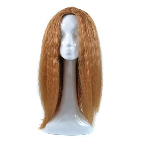 Perruque de cheveux bouclés brun clair style européen avec raie ajustable