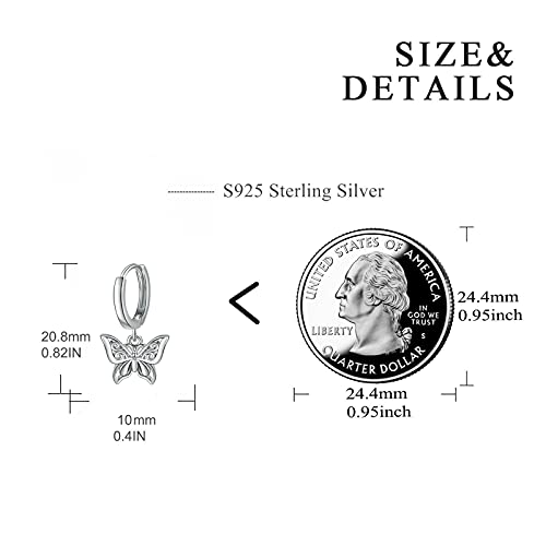 Poplyke Butterfly Earrings Dangle Sterling Silver Butterfly Earrings For Women Butterfly Hoop Earrings For Girls Birthday #TOP2