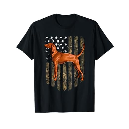 Camo American Flag Redbone Coonhound 4th of July USA T-Shirt