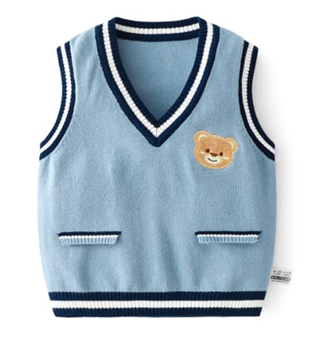 warmstraw Unisex Baby Sweater Vest Knitted Soft Uniform Cotton V-Neck Sleveeless Waistcoat Vest