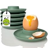 idea-station NEO Eierbecher Set aus Plastik 6 Stück - grün-grau matt - bruchsichere Camping Eierhalter aus Kunststoff - mit praktischer Ablage und Überlaufschutz
