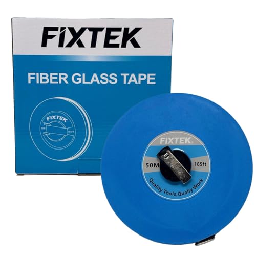 FIXTEK 50m Fiberglass Measuring Tape Durable 12.5mm Wide Long Tape Measure, Gauge Ruler for Surveyors, Engineers, Construction & DIY Projects