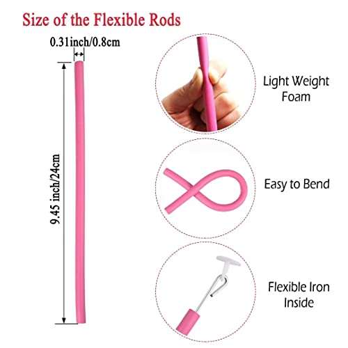 30Pcs 9.45" Flexible Curling Rods,No Heat Heatless Twist Soft Foam Hair Rollers Home Use For Women Girls Long And Short Hair To Sleep In (0.31 X 9.45 Inch, Random Color) #TOP1