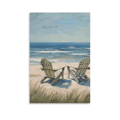 Toile de plage et chaises art mural moderne pour habiller les murs vides de la maison