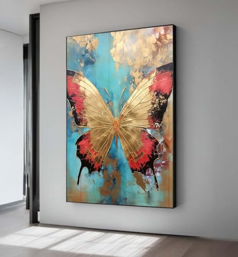Art mural abstrait papillon doré affiche grand format pour grand mur vide