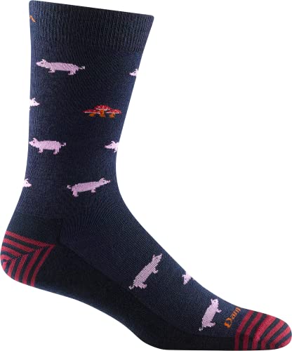 Darn Tough (6092) Men's Lifestyle Truffle Hog Crew Lightweight Sock - (Navy, Medium)
