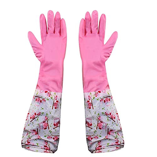 Image of SPIREX Reusable Rubber Latex PVC Flock lined Long Sleeves elbow length Hand Gloves for Kitchen Dish-Washing, Cleaning Gloves (Pack of 1) ((Multicolor)