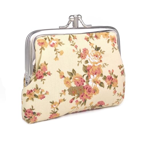 Image of Cute Floral Buckle Coin Purses Vintage Pouch Kiss-lock Change Purse Wallets