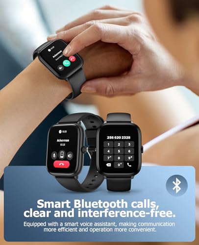 Image of Black Smart Watch for Men Women, Bluetooth Call, 2.06 inch HD AMOLED Fitness Tracker, 118 Sports Modes, Blood Pressure /Heart Rate /SpO2 /Sleep Monitor, IP68 Waterproof, Ideal Tech Gifts for Android iPhone
