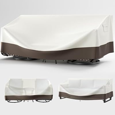 Belord Waterproof Outdoor Furniture Cover - 600D High Density Oxford Fabric Patio Furniture Covers with Windproof Buckle Straps, Beige Patio Table Chairs Sofa Cover up to 83L x 34W x 28H Inches