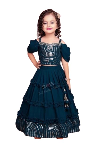 Kid Lehenga Choli, Kid dress, Girl's Lehenga choli, Navratri lehenga, Royal Blue Dress.