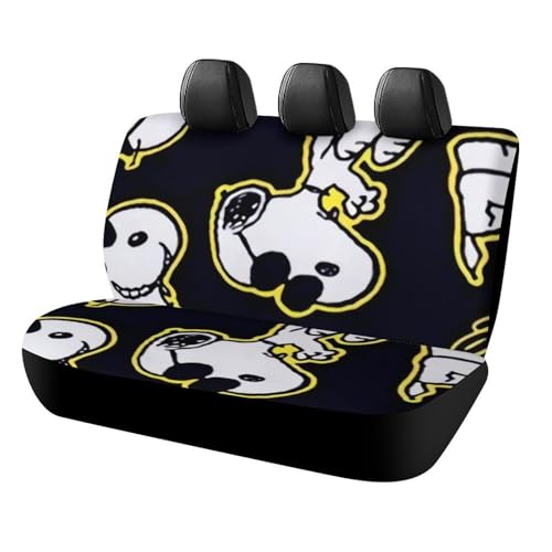 スヌーピー カーシートカバー 車シートカバー 後部座席用 シート保護 おしゃれ カー用品 軽/普通車 汎用 後席クッションカバー 人気 キャラクター 四季通用