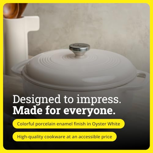 Lodge Essential Enamel Cast Iron Dutch Oven, 7.5 Quart, Oyster White - image 6