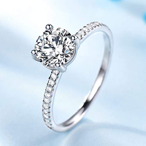 Conjunto de joyas de plata 925 con anillo y collar redondo de circonitas para mujer 4