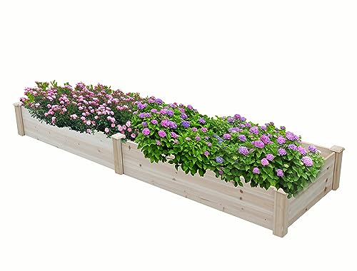 BTExpert 8ft x 2ft Horticulture Raised Garden Beds Elevated Planting Divisible Large Wooden Planter Box Kit Stand for Vegetable Herbs Flower Backyard Patio Balcony Bed Liner Outdoor Clear Natural Wood