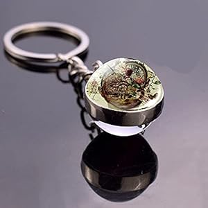 Hongtai Gloeiende schedel sleutelhanger anatomie sleutelhanger gloeien roestvrijstalen glazen bal sleutelhanger geschenk (Color : 9)