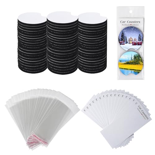 120Pcs Sublimation Blank Car Coasters Packaging for Selling
