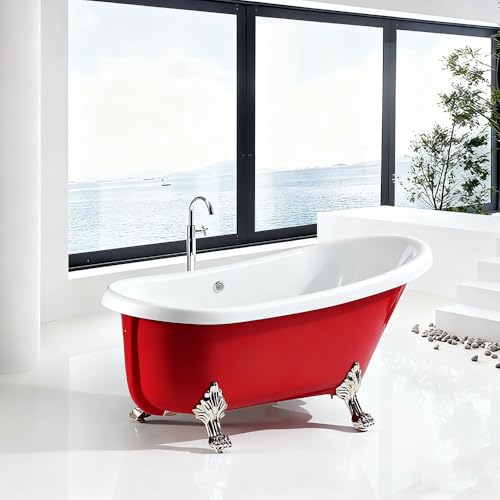 JIYIAN red freestanding acrylic tub
