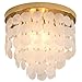 ZEDSUN Gold Capiz Shell Chandelier H12.3'' x D13.8'' Light Fixtures Flush Mount Chandeliers Modern Lighting Fixture for Bedroom Bathroom Kitchen