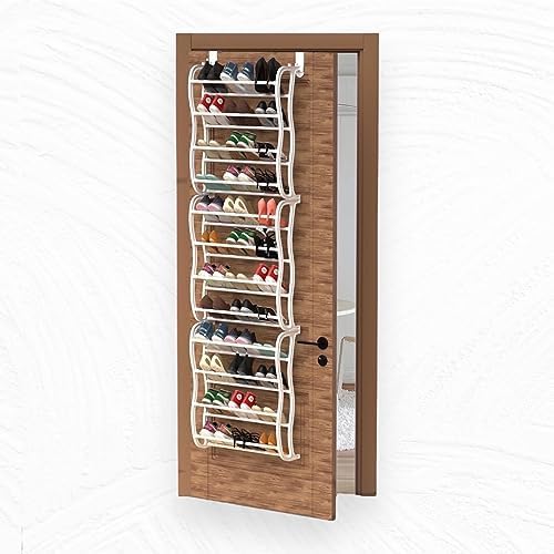 ECO-EARTH Organizador de zapatos sobre la puerta Blanco (36 pares) de metal Zapatero montado en la pared para puerta y armario Organizador de