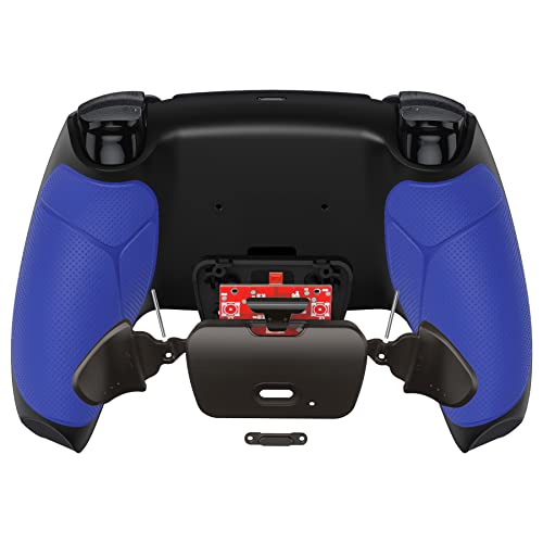 Image of eXtremeRate Blue Real Metal Buttons (RMB) Version Rise 2.0 Remap Kit for PS5 Controller BDM-010 020 Black Rubberized Grip Back Shell, Upgraded Programable Back Buttons Attachment for PS5 Controller